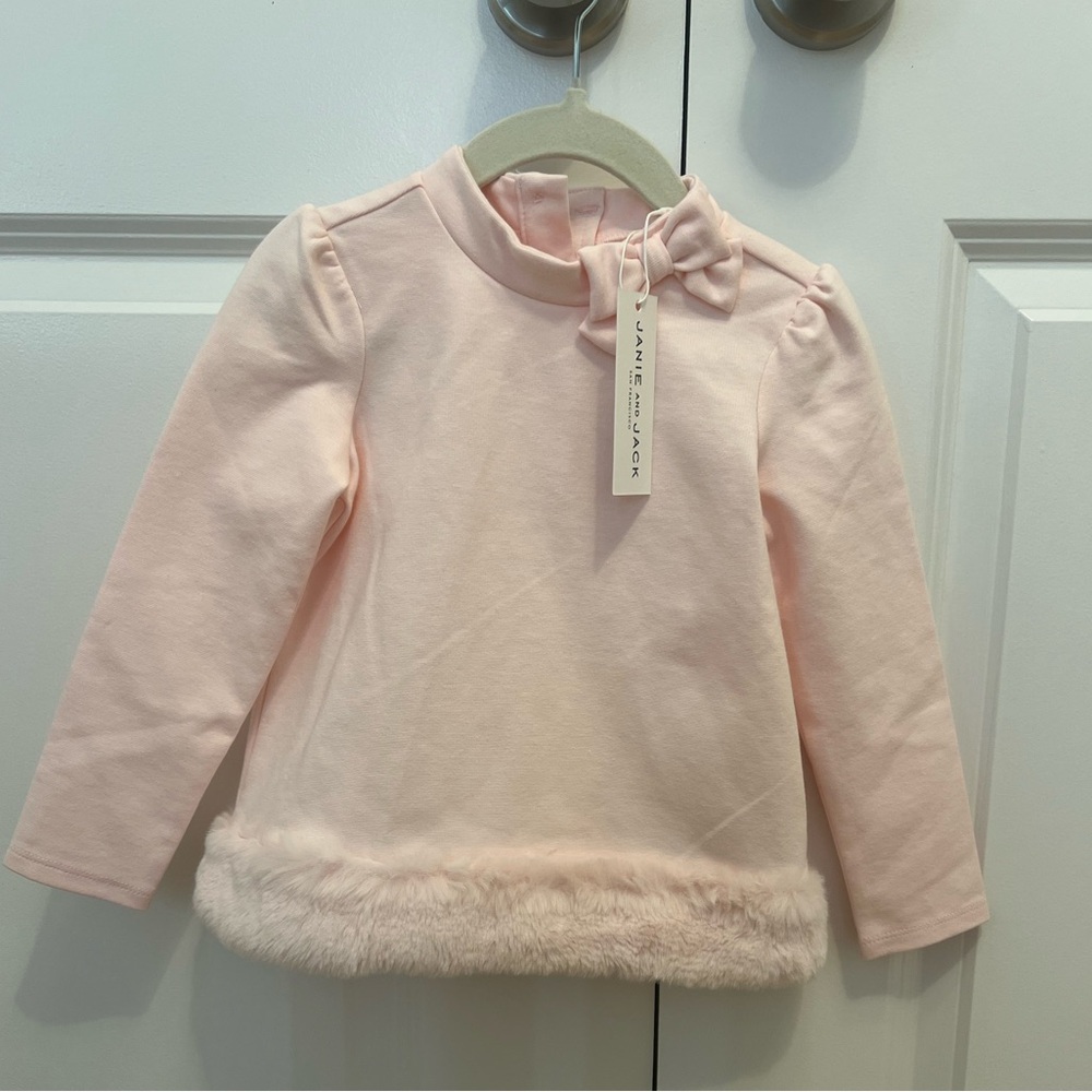 Janie & Jack NWT girls top with fur trim 2T